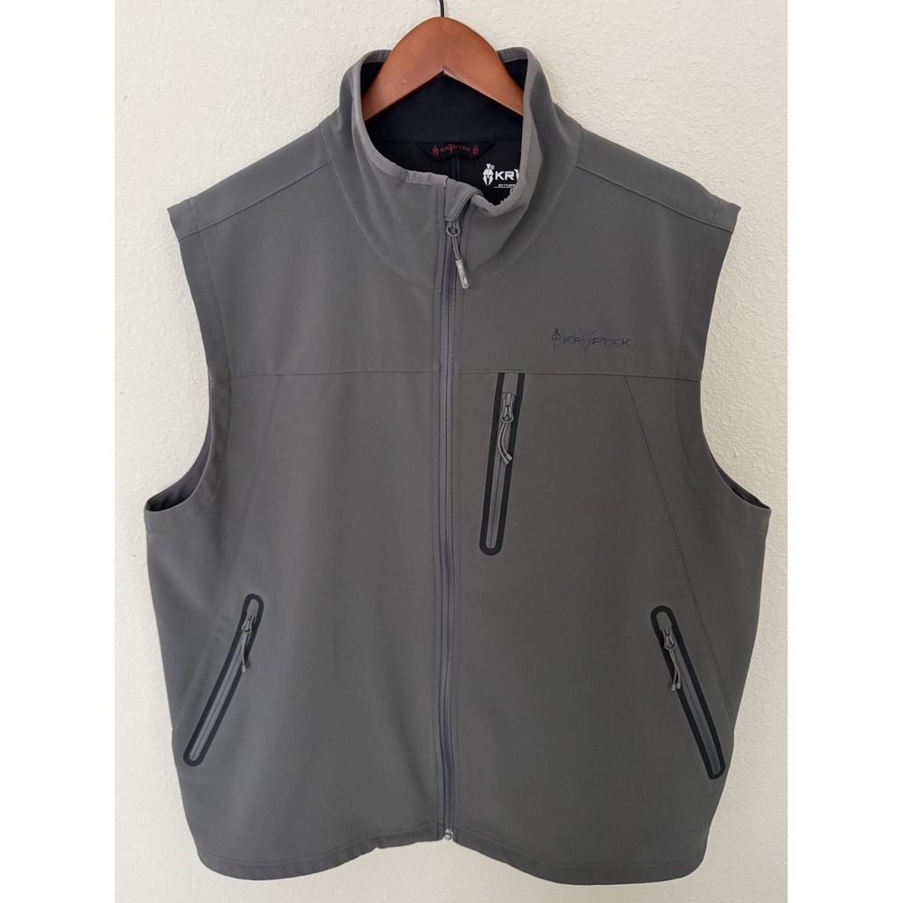 KRYPTEK Tactical Soft Shell Vest Mens XXL Gray Full Zip Hunting Tactical Outdoor
